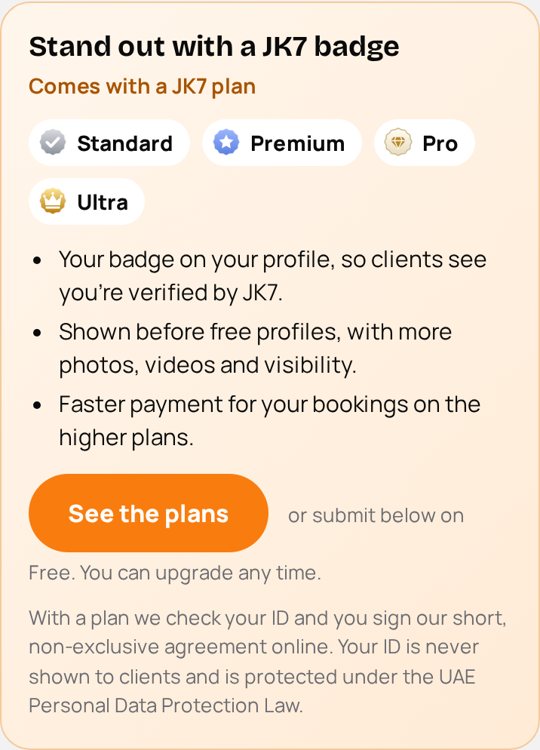 The Get the JK7 Verified badge (optional) screen